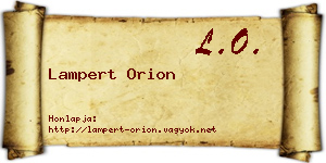 Lampert Orion névjegykártya